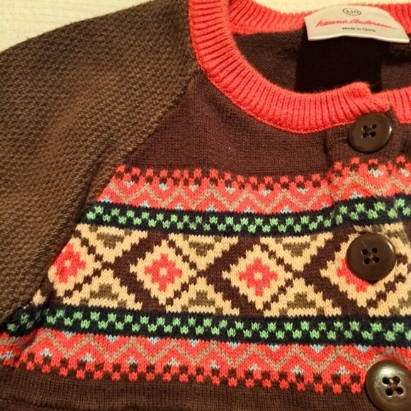Hanna Andersson girls size 5 brown cardigan 3 button closure - Picture 5 of 8